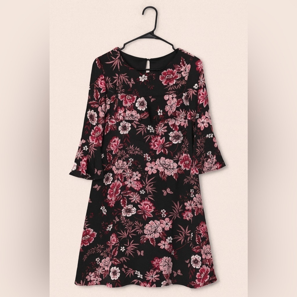 Jessica Howard Floral Sheath Dress Women’s Size 6 Black Pink Lined